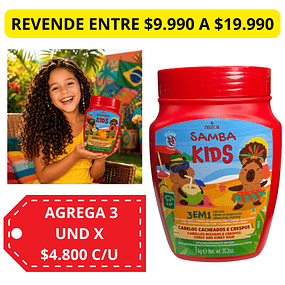 Mascarilla Capilar 3 en 1 Samba Para Cachos y Crespos 1 Kilo - KIDS ROJA  