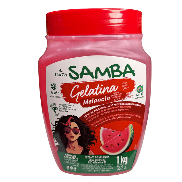 Caja de 6 Gelatina Capilar Samba 1 Kilo - Melancia 