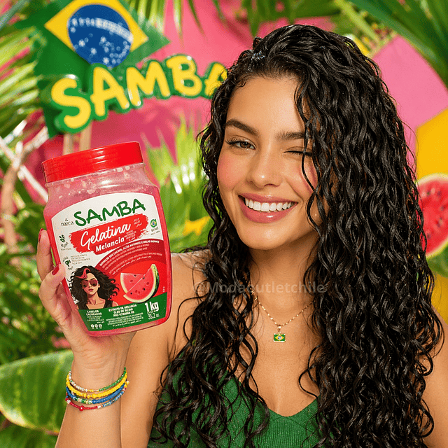 Caja de 6 Gelatina Capilar Samba 1 Kilo - Melancia 
