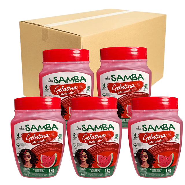 Caja de 6 Gelatina Capilar Samba 1 Kilo - Melancia 