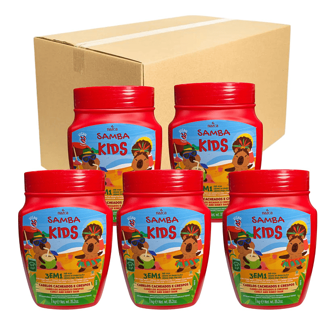 Caja de 6 Mascarillas Capilares 3 en 1 Para Cachos y Crespos 1 Kilo - KIDS ROJA 