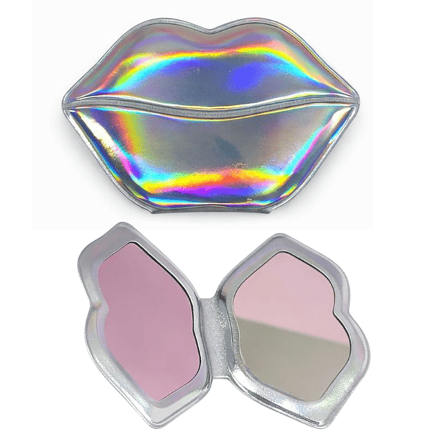 Caja de 12 Espejos de Cartera Holográfico Doble Aumento - Labios AU115