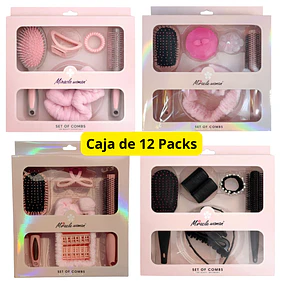 Caja de 12 Set de Belleza Capilar Miracle Woman (Cepillos + Accesorios) - AU150 