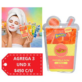 Mascarilla Facial Bubbaluu Hidratación y Nutrición - SANDIA 1917