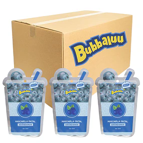 Caja de 24 Mascarillas Faciales Bubbaluu Hidratación y Nutrición - ARANDANO 1920