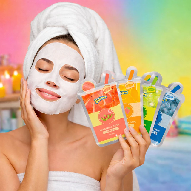 Caja de 24 Mascarillas Faciales Bubbaluu Hidratación y Nutrición - ARANDANO 1920