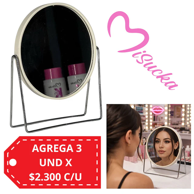 Espejo de Tocador Redondo Giratorio con Soporte Metálico (Se Envían Colores Surtidos) - AU151