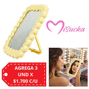 Espejo de Maquillaje Ondulado Kawaii con Base (Se Envían colores Surtidos) - AU152 