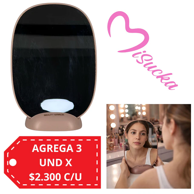 Espejo de Maquillaje Ovalado con Base Minimalista  (Se envian colores Surtidos)  - AU154