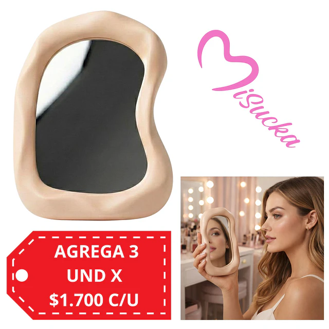 Espejo de Maquillaje Diseño Orgánico con Base  (Se envian colores Surtidos)  - AU155