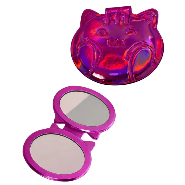 Espejo de Cartera Holografico Doble Aumento (Venta Unitaria colores Surtidos) - Gatito AU144