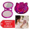 Espejo de Cartera Holografico Doble Aumento (Venta Unitaria colores Surtidos) - Gatito AU144