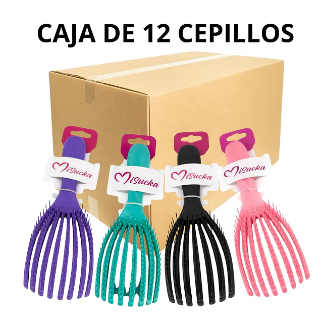 Caja de 12 Cepillos Desenredantes Flexibles Antinudos Misucka - AU97
