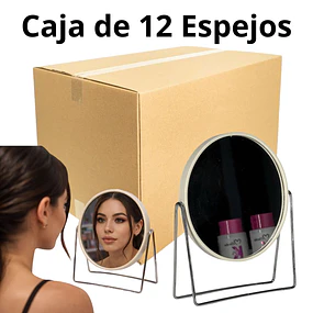 Caja de 12 Espejos de Tocador Redondo Giratorio con Soporte Metálico  (Se Envían Colores Surtidos)  - AU156 