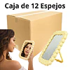 Caja de 12 Espejos de Maquillaje Ondulado Kawaii con Base (Se Envían colores Surtidos)  - AU157 