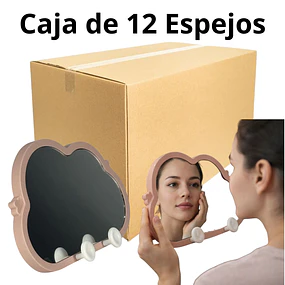 Caja de 12 Espejos de Tocador Nube con Ganchos Organizadores  (Se envian colores Surtidos)  - AU158