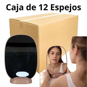 Caja de 12 Espejos de Maquillaje Ovalado con Base Minimalista  (Se envian colores Surtidos)  - AU159