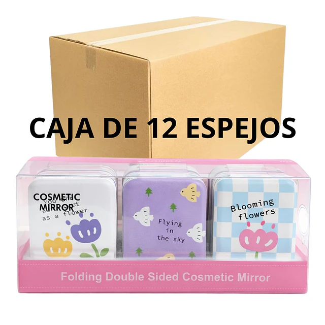 Caja de 12 Espejos de Cartera Diseño Kawaii - AU91 