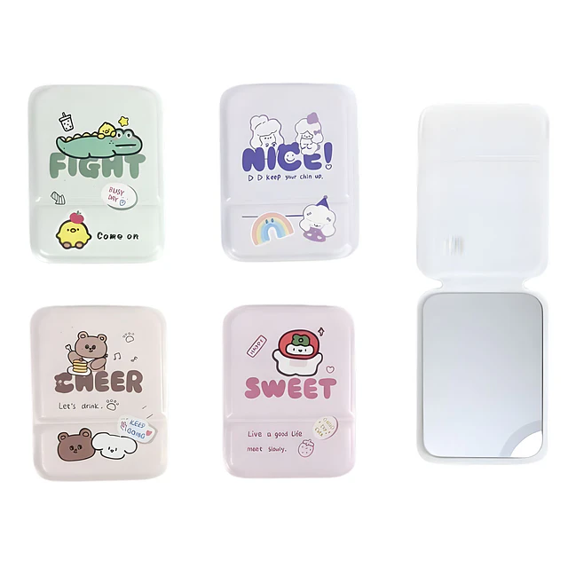 Caja de 12 Espejos de Cartera Diseño Mensajes Kawaii - AU93