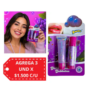 Balsamo Labial Magico + Brillo Labial Bubbaluu - 1933 Arandano 