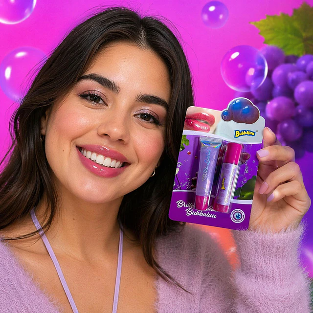 Balsamo Labial Magico + Brillo Labial Bubbaluu - 1933 Arandano 