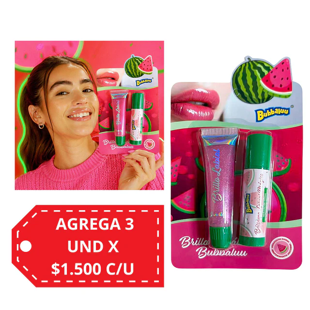 Balsamo Labial Magico + Brillo Labial Bubbaluu - 1932 Sandia 