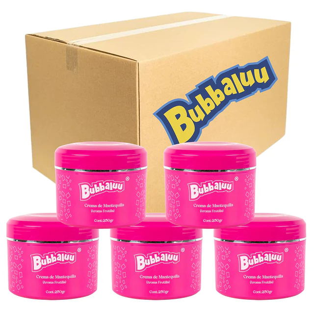 Caja de 12 Mantecas Corporales Bubbaluu 250g - 2741 Frutilla 