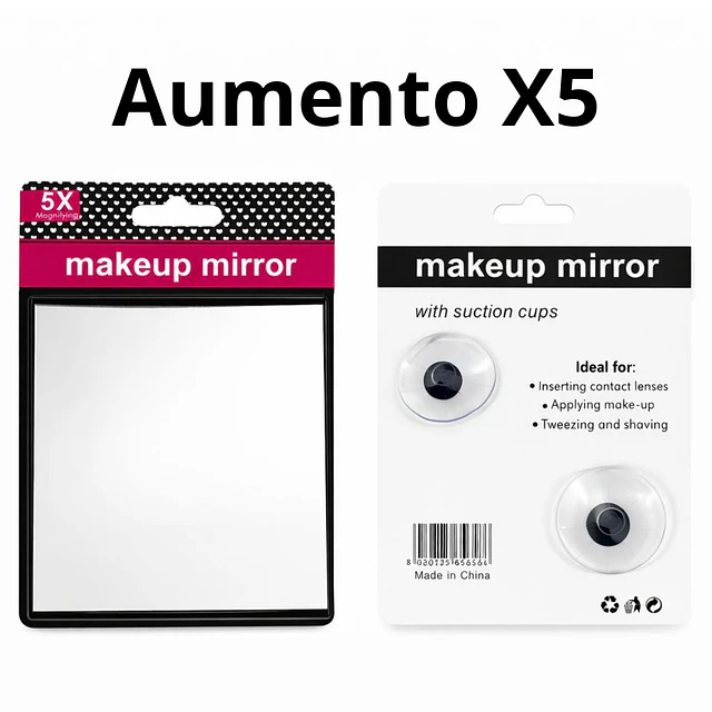 Caja de 12 Espejos de Maquilaje cuadrado con Aumento X5 - AU103