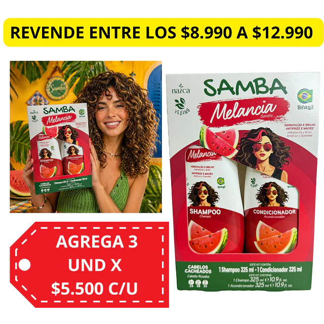 Pack de Shampoo y Acondicionador SAMBA 325 ML - MELANCIA AU230