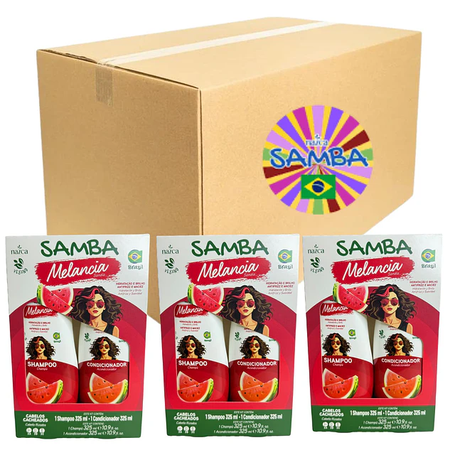 Caja de 6 Packs de Shampoo y Acondicionador SAMBA 325 ML - MELANCIA AU236