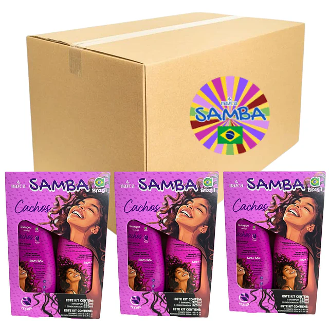 Caja de 6 Packs de Shampoo y Acondicionador SAMBA 325 ML - CACHOS AU237