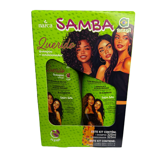 Caja de 6 Packs de Shampoo y Acondicionador SAMBA 325 ML - QUERIDO AU238