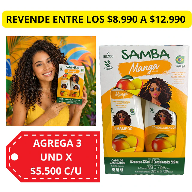 Pack de Shampoo y Acondicionador SAMBA 325 ML - MANGA AU233