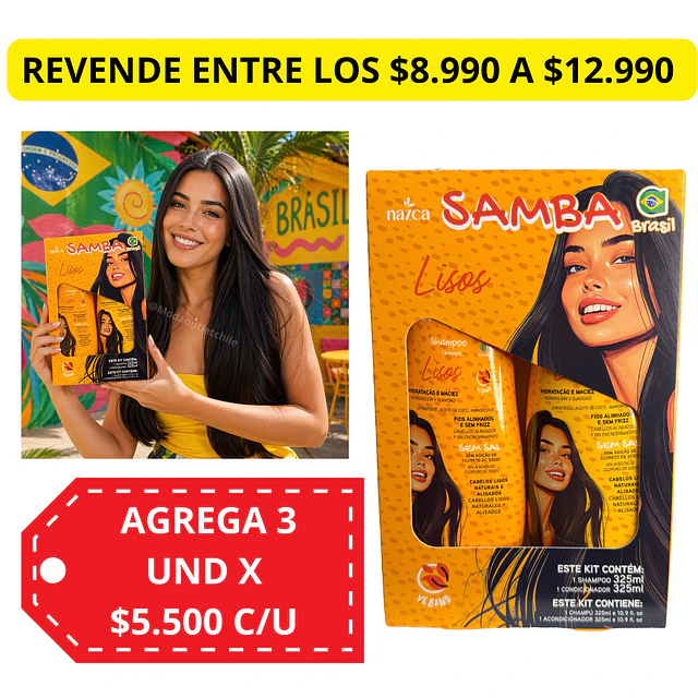 Pack de Shampoo y Acondicionador SAMBA 325 ML - LISOS AU234