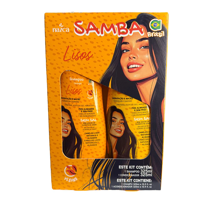 Caja de 6 Packs de Shampoo y Acondicionador SAMBA 325 ML - LISOS AU240