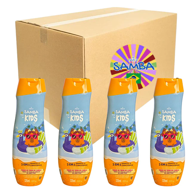Caja de 12 Shampo 2 en 1 Samba Kids todo tipo de Cabello 325 ML - Amarillo AU253