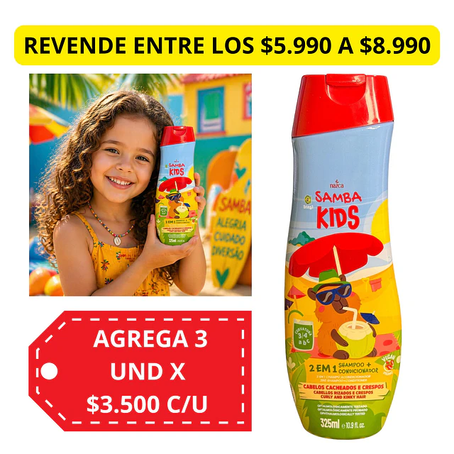 Shampo 2 en 1 Samba Kids todo tipo de Cabello 325 ML - Rojo AU250