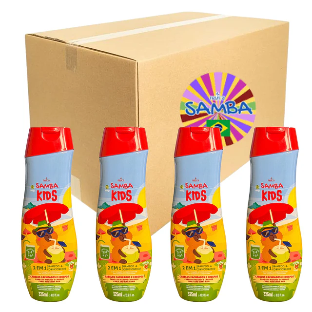 Caja de 12 Shampo 2 en 1 Samba Kids todo tipo de Cabello 325 ML - Rojo AU254
