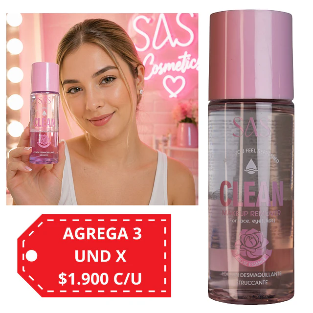 Removedor de Maquillaje SAS Cosmetics - SAC142 - ROSAS 