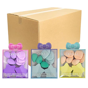 Caja de 12 Set de Esponjas de Maquillaje Beauty Blender + Borlas AU272 (Colores surtidos)
