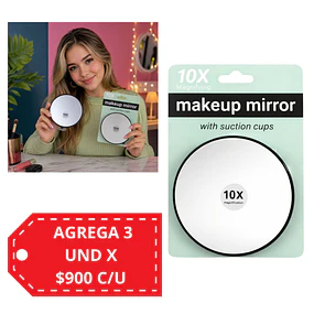Espejos Facial Redondo con Aumento y Ventosas - X10