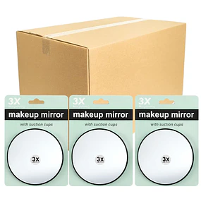 Caja con 12 Espejos Faciales Redondo con Aumento y Ventosas - X3