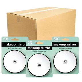 Caja de 12 Espejos Faciales Redondo con Aumento y Ventosas - X5 