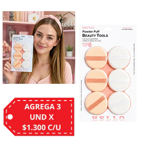Set de Borlas de Maquillaje para Polvos Sueltos y Compactos 6 Piezas - AU290
