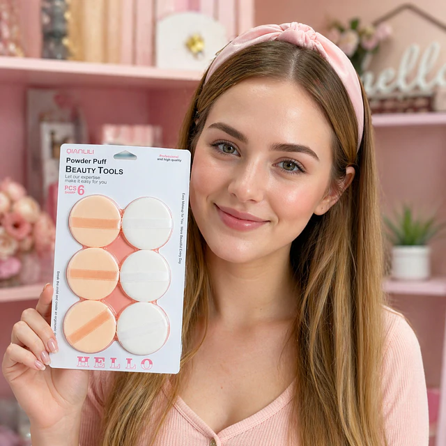 Set de Borlas de Maquillaje para Polvos Sueltos y Compactos 6 Piezas - AU290