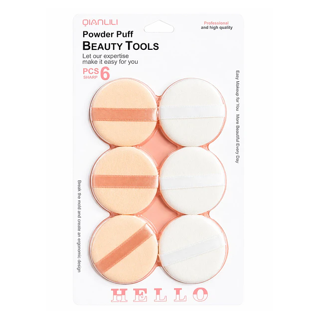 Set de Borlas de Maquillaje para Polvos Sueltos y Compactos 6 Piezas - AU290