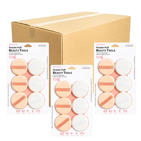 Caja de 12 Set de Borlas de Maquillaje para Polvos Sueltos y Compactos 6 Piezas - AU296