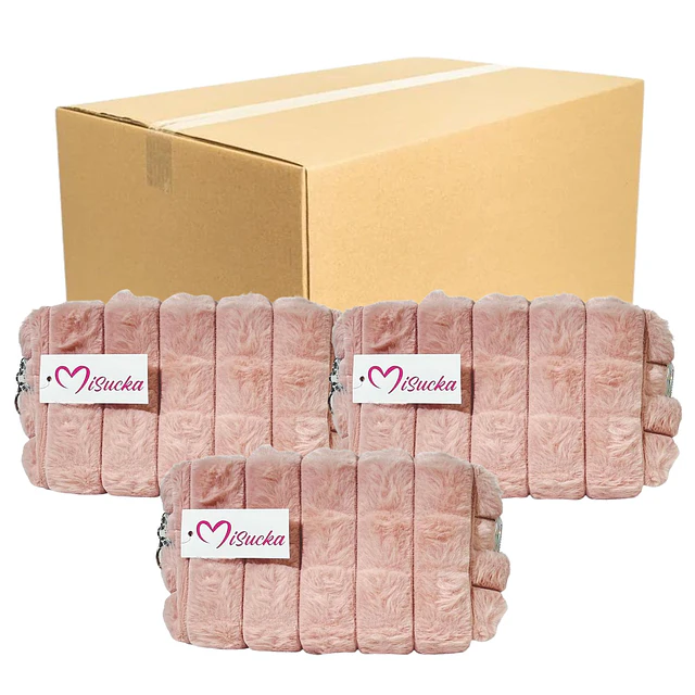 Caja de 12 Cosmetiqueros Peludos de Misucka Premium (Se envían Colores Surtidos) - AU298