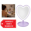 Espejo de Maquillaje LED en Forma de Corazon con Base, Usa Pilas  (Colores Surtidos)  - AU299