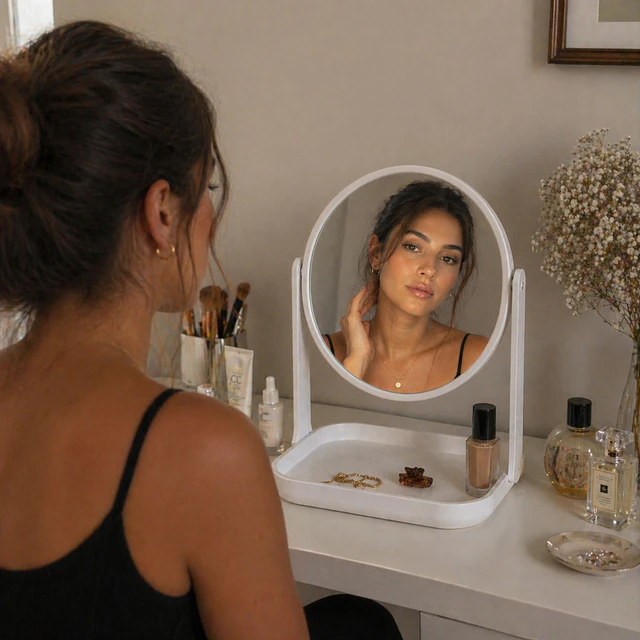 Espejo de Maquillaje Doble Cara con Base Organizadora (Colores Surtidos) - AU301